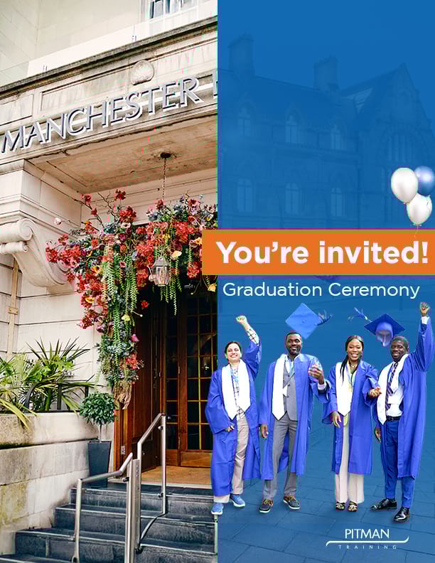 The Common Room, Neville Hall in Manchester upon Tyne beautifully lit with candles and set up for the Pitman Training Graduation Ceremony 2025.